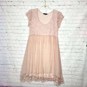 Piazza Roma Blush Dress with Crochet Top Size S